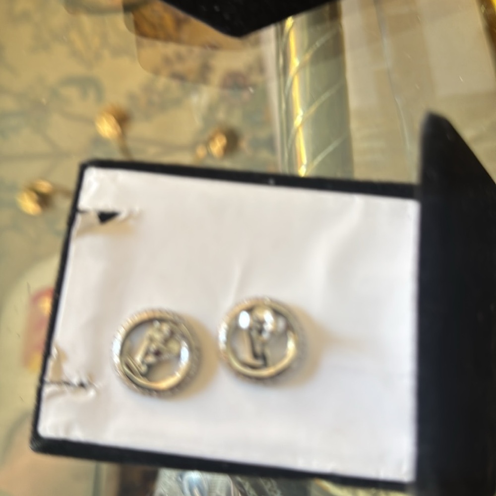 Louis Vuitton earrings  Silver tone  Earrings with Crystal Border - Picture 4 of 4